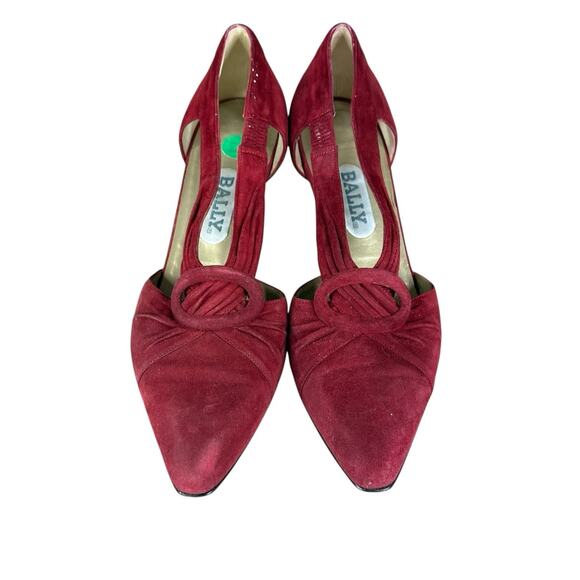 Bally Red Suede Cutout Pumps with Knot Detail Kitten Heel Shoes Women’s 7 M - Picture 4 of 9